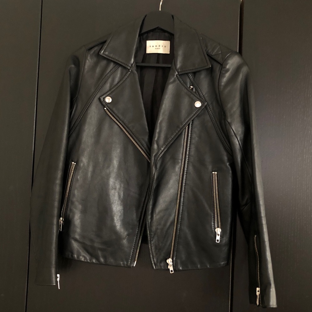 Sandro leather moto jacket